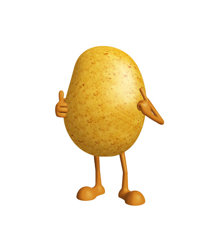 3d Illustration of Potato character with thumbs up poseの写真素材