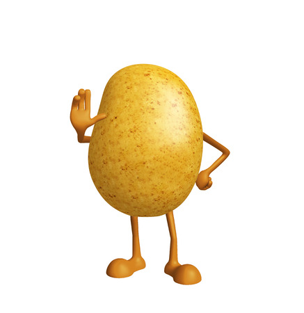 3d Illustration of Potato character with saying hi poseの写真素材