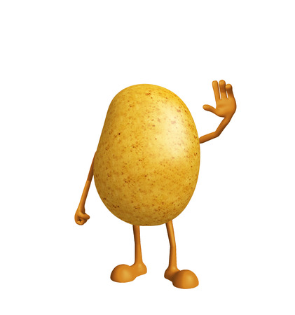 3d Illustration of Potato character with saying hi poseの写真素材