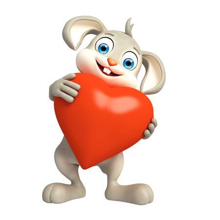 3d Illustration of Easter Bunny character with heartの写真素材
