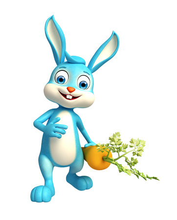 3d Illustration of Easter Bunny character with carrotの写真素材
