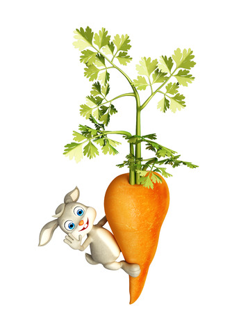 3d Illustration of Easter Bunny character with carrotの写真素材