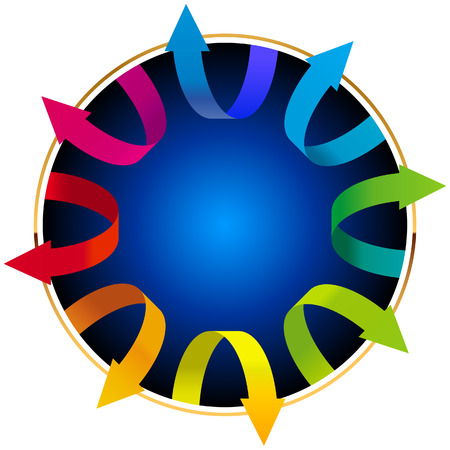 Volumetric vector colorful rotating arrows    This image is a scalable vector illustration of arrows and can be scaled to any size without loss of quality のイラスト素材