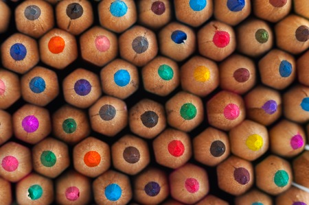 Group of sharpened colorful pencils, macro viewの写真素材