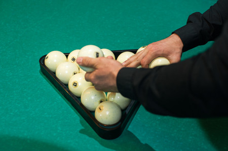 Playing billiard background, white balls on table