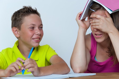 Mother and tween child having fun together