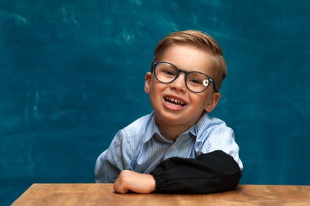 Portrait of office worker child wearing eyeglassesの写真素材