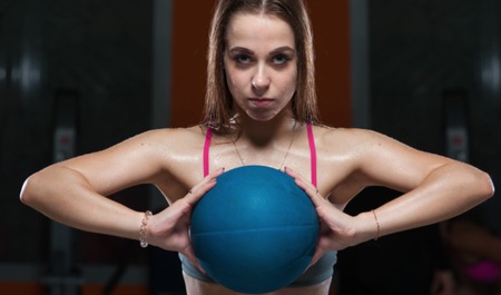 Sports woman in the gymの写真素材