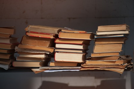 Bookshelves on the street outdoorsの写真素材