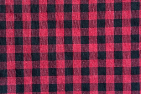 Red and black classic checkered cotton fabricの写真素材