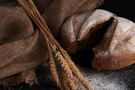 Freshly baked homemade rye flour bread