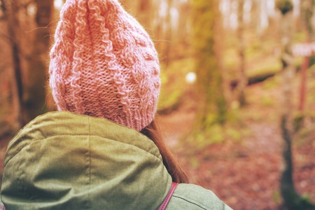 Unknown woman in forestの写真素材