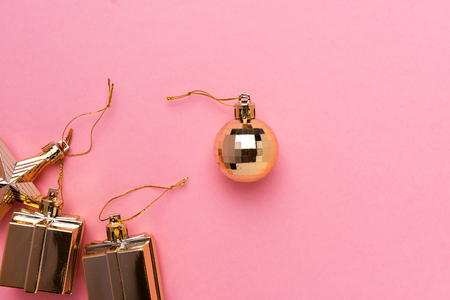 Merry Christmas and New Year decoration, top viewの写真素材