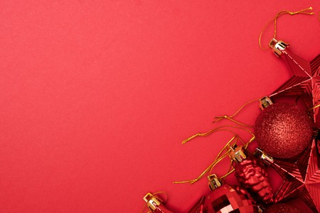 Red Merry Christmas and New Year decoration setの写真素材