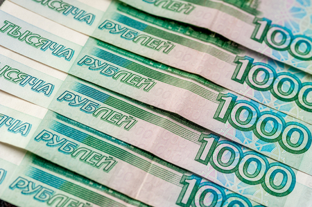 Russian rubles backgroundの写真素材