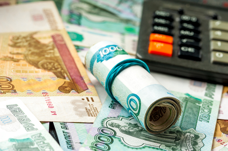 Russian rubles backgroundの写真素材