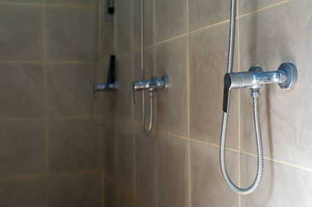 Bottom view of turned off showersの写真素材