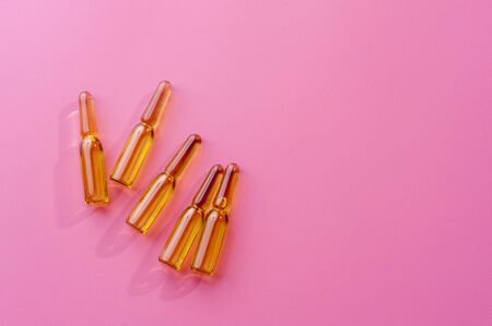 Close-up glass ampoules with medicineの写真素材