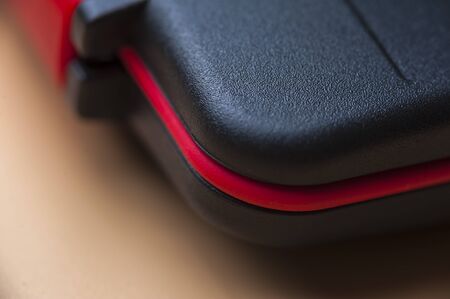 Close-up metallic casing of black cells from a device or gadget. The concept of modern devices and...