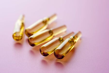 Close-up glass ampoules with medicineの写真素材