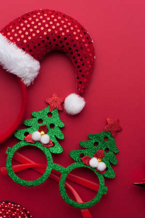 Christmas Decoration Set: Wooden Stars, Funny Glassesの写真素材