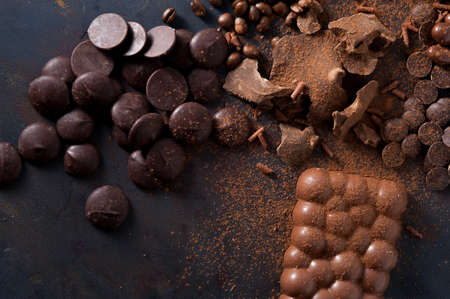 Assortment of different chocolate pieces.の写真素材