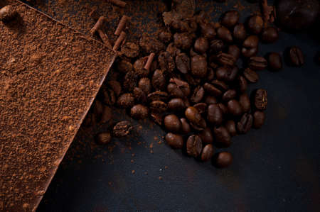 Assortment of different chocolate pieces.の写真素材