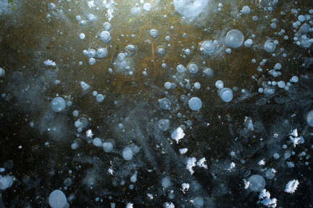 Top view close-up air bubbles rose to topの写真素材