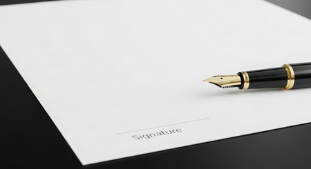 Pen on a document close-up. The concept of signing a contract.の素材