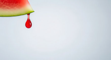 Watermelon with a drop of juice on a white background. The concept of freshness.の素材