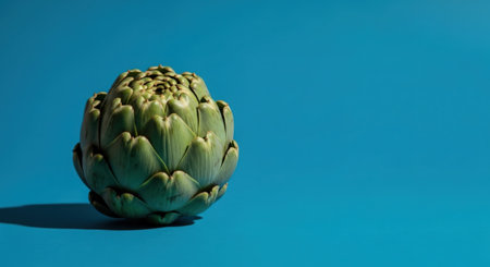 Artichoke on a blue background. Minimal still life.の素材