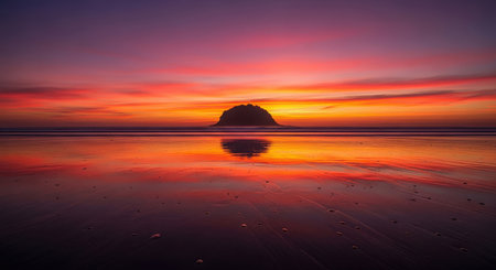 Beautiful sunset on the beach in Thailand. Long exposure shot.の素材