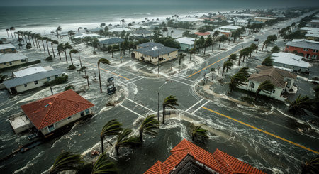 Aerial view of a stormy ocean in Florida, USA.の素材