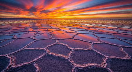 Sunset over Salt Lake in Yellowstone National Park, Wyoming, USAの素材