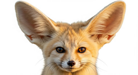 Fennec fox (Vulpes vulpes) isolated on white backgroundの素材