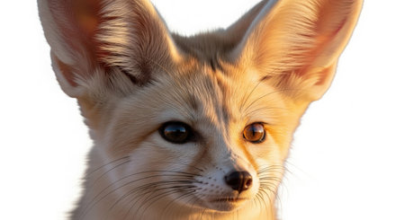 Portrait of a fox isolated on a white background. Close-up.の素材