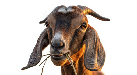 Portrait of a goat on a white background. Close-up.の素材