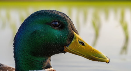 Close up of a mallard duck (Anas platyrhynchos)の素材