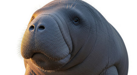 Portrait of a hippopotamus isolated on a white background.の素材