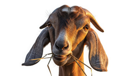 Portrait of a goat on a white background. Isolated.の素材