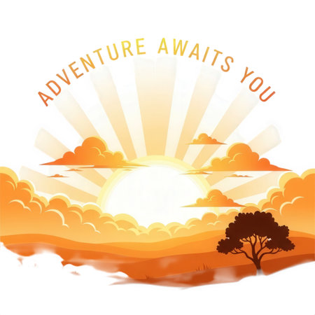 Autumn landscape with sun and trees. Vector illustration. Eps 10のイラスト素材