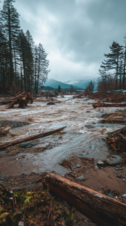Landscape with a mountain river in the Carpathians, Ukraineの素材