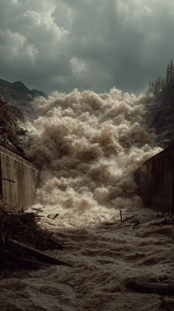 Scenic view of a dam in Yellowstone National Park, Wyoming.の素材