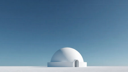 3d rendering of a white building in the desert with blue skyの素材