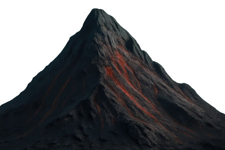 Volcanic eruption isolated on white background. 3D illustration.の素材