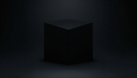 Black box on a dark background. 3d rendering, 3d illustration.の素材