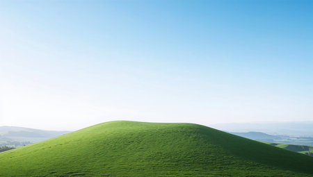 Landscape with green hills and blue sky. 3d rendering.の素材