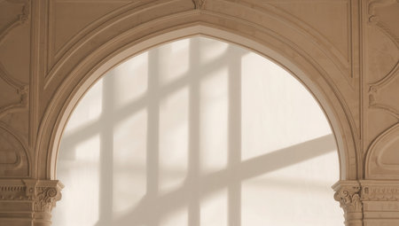 Architecture detail of an arched window in a classic styleの素材