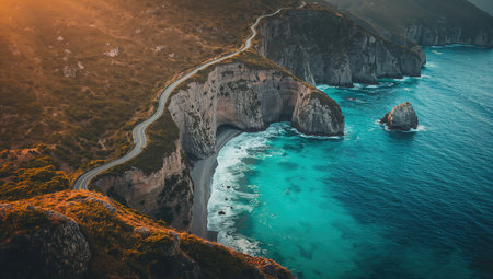 Coastline of the island of Zakynthos, Greeceの素材