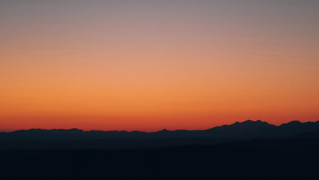 Sunset in the mountains. Landscape of the mountains at sunset.の素材
